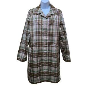 Vintage Brown & Pink Plaid Button-Front Coat Gap sz M